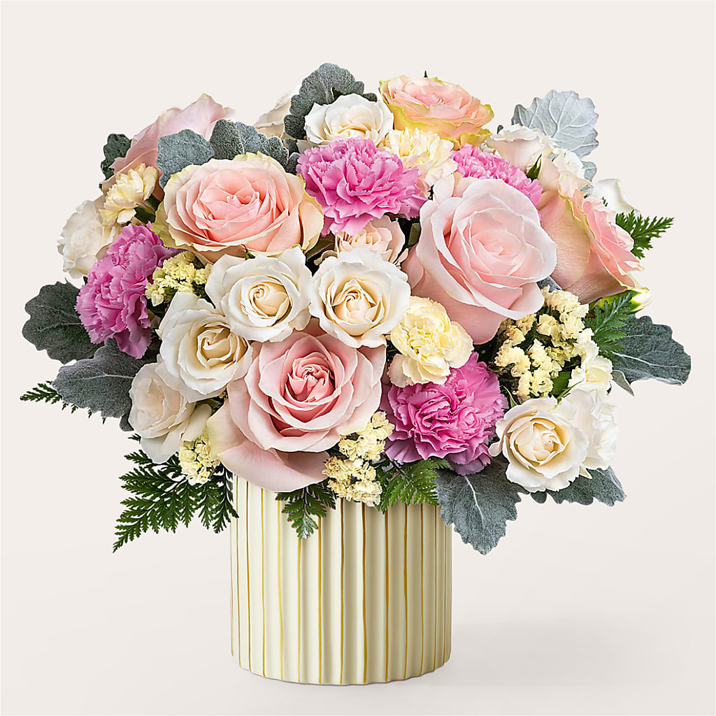 Blissful Moments Bouquet with Ivory Vase – THE CARRIAGE HOUSE FLORAL & GIFTS, Marlette MI
