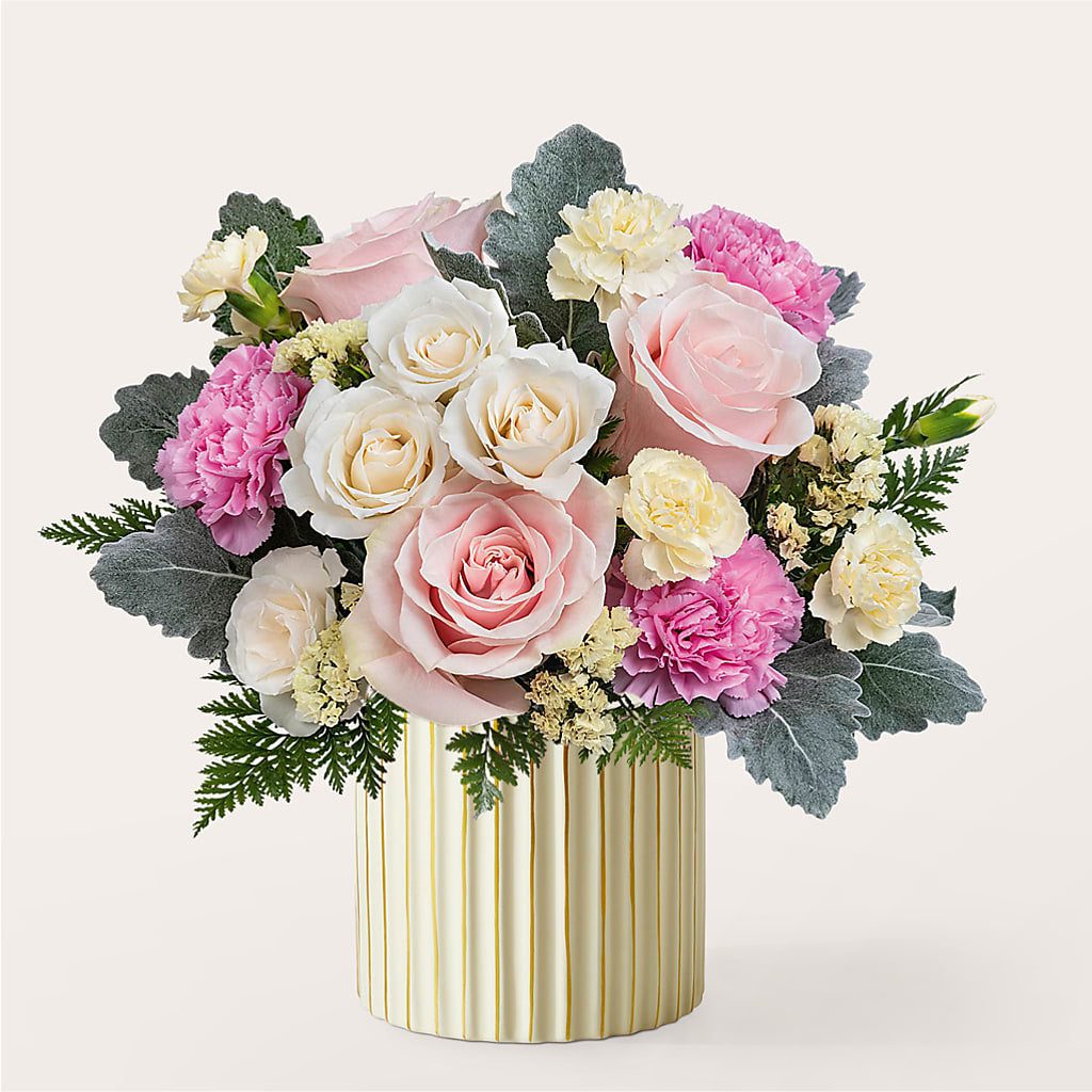 Blissful Moments Bouquet with Ivory Vase – THE CARRIAGE HOUSE FLORAL & GIFTS, Marlette MI