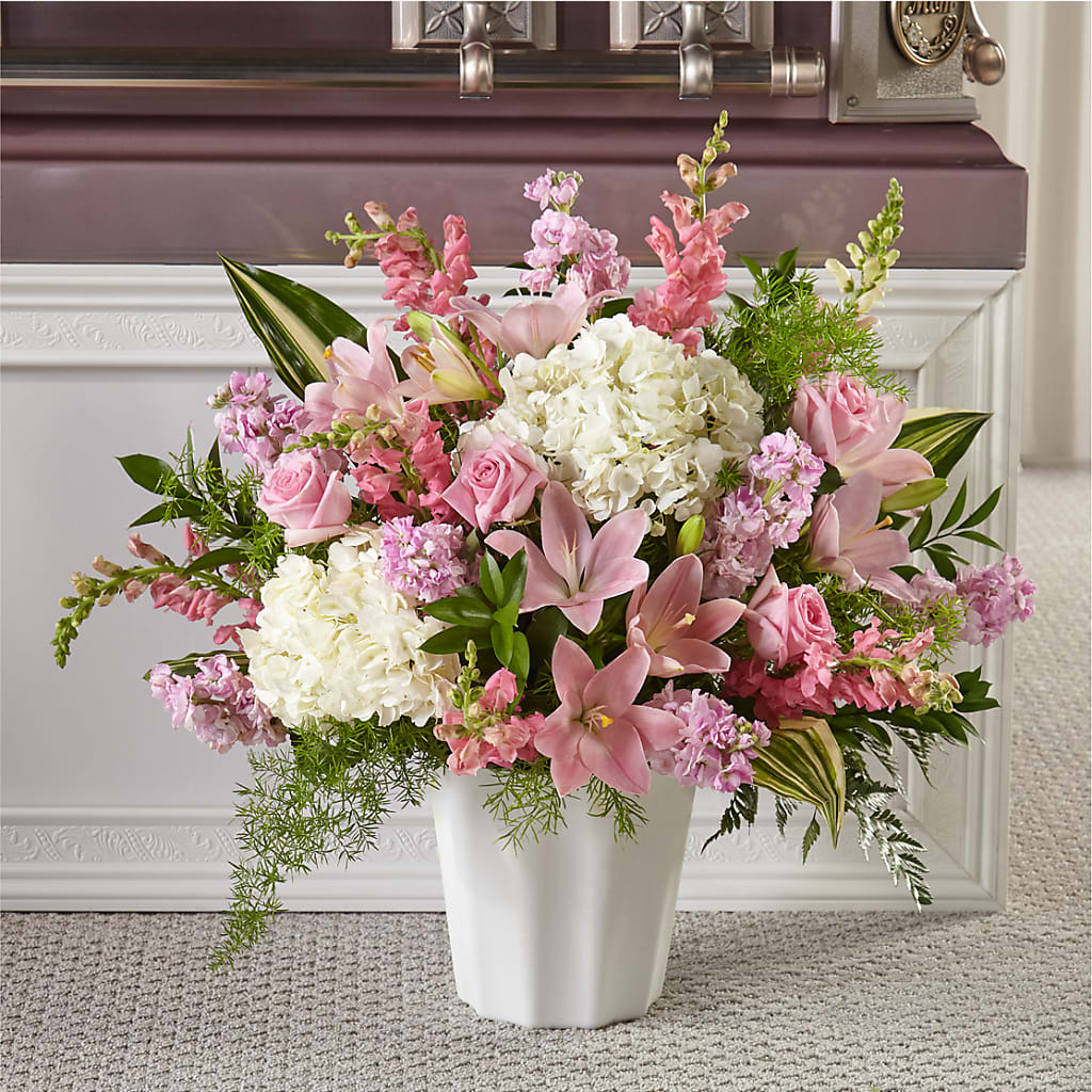 Simply Serene Floor Basket – THE CARRIAGE HOUSE FLORAL & GIFTS, Marlette MI