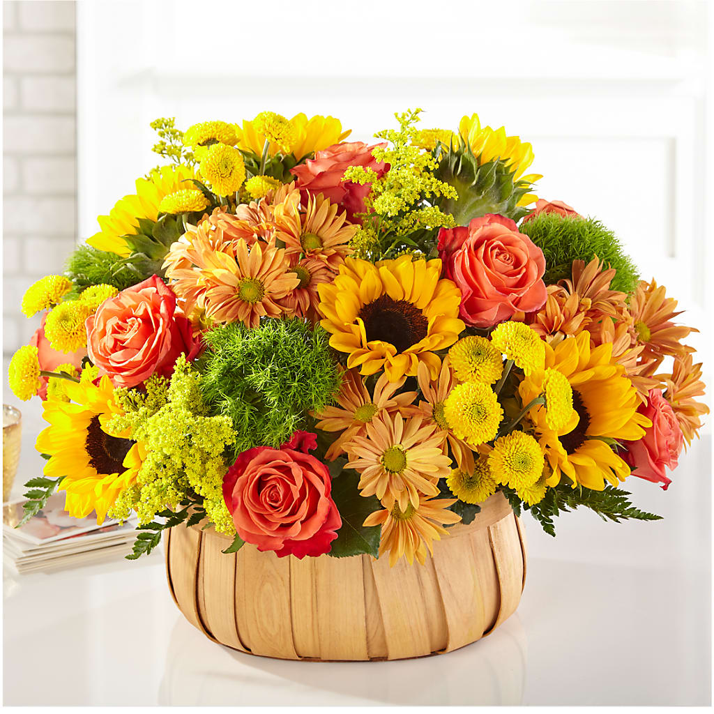 Harvest Sunflower Basket – THE CARRIAGE HOUSE FLORAL & GIFTS, Marlette MI