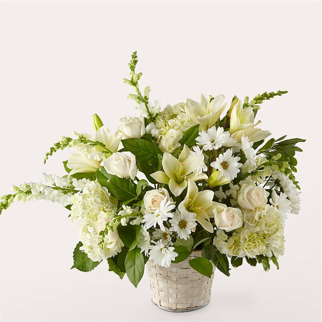 Ivory Elegance Floral Basket – THE CARRIAGE HOUSE FLORAL & GIFTS, Marlette MI