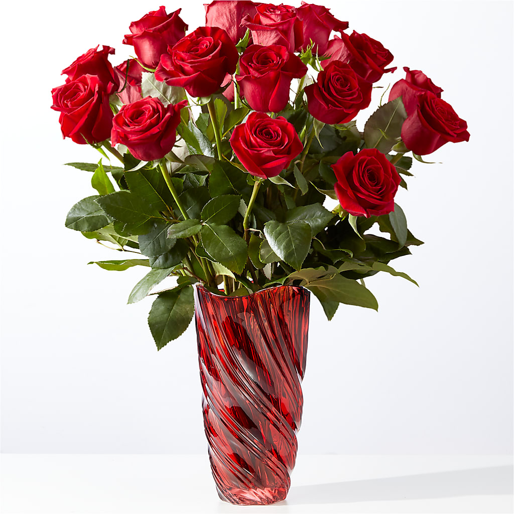 Classic Love Red Rose Bouquet with Luxe Swirl Vase – THE CARRIAGE HOUSE FLORAL & GIFTS, Marlette MI