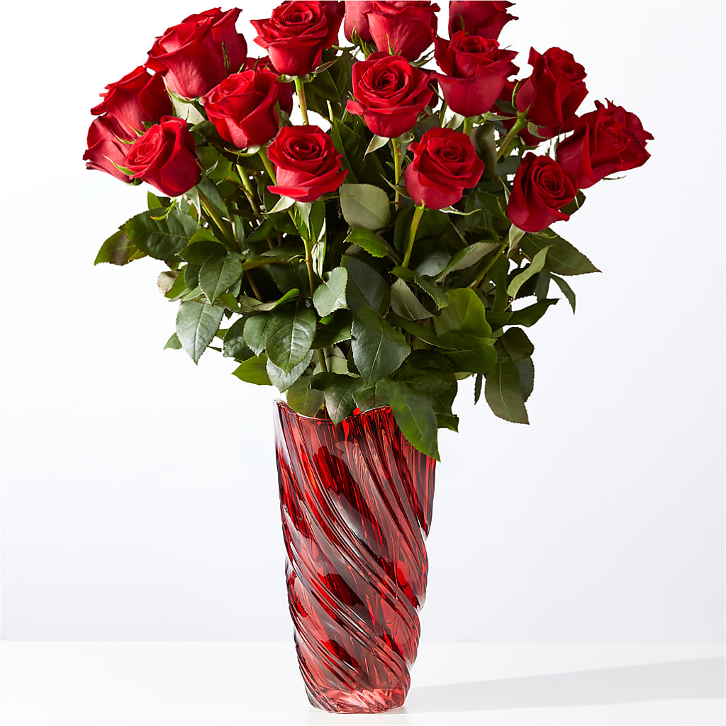 Classic Love Red Rose Bouquet with Luxe Swirl Vase – THE CARRIAGE HOUSE FLORAL & GIFTS, Marlette MI