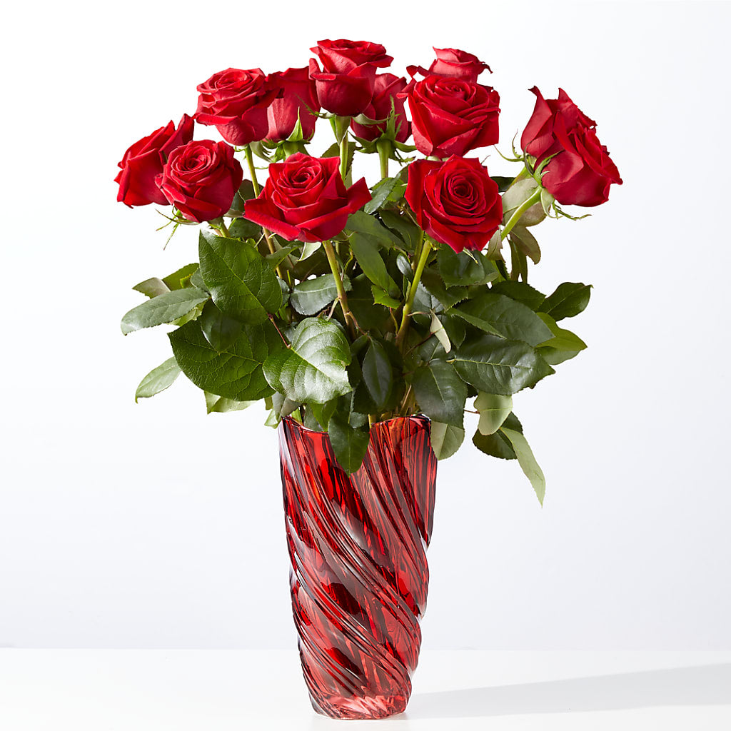 Classic Love Red Rose Bouquet with Luxe Swirl Vase – THE CARRIAGE HOUSE FLORAL & GIFTS, Marlette MI