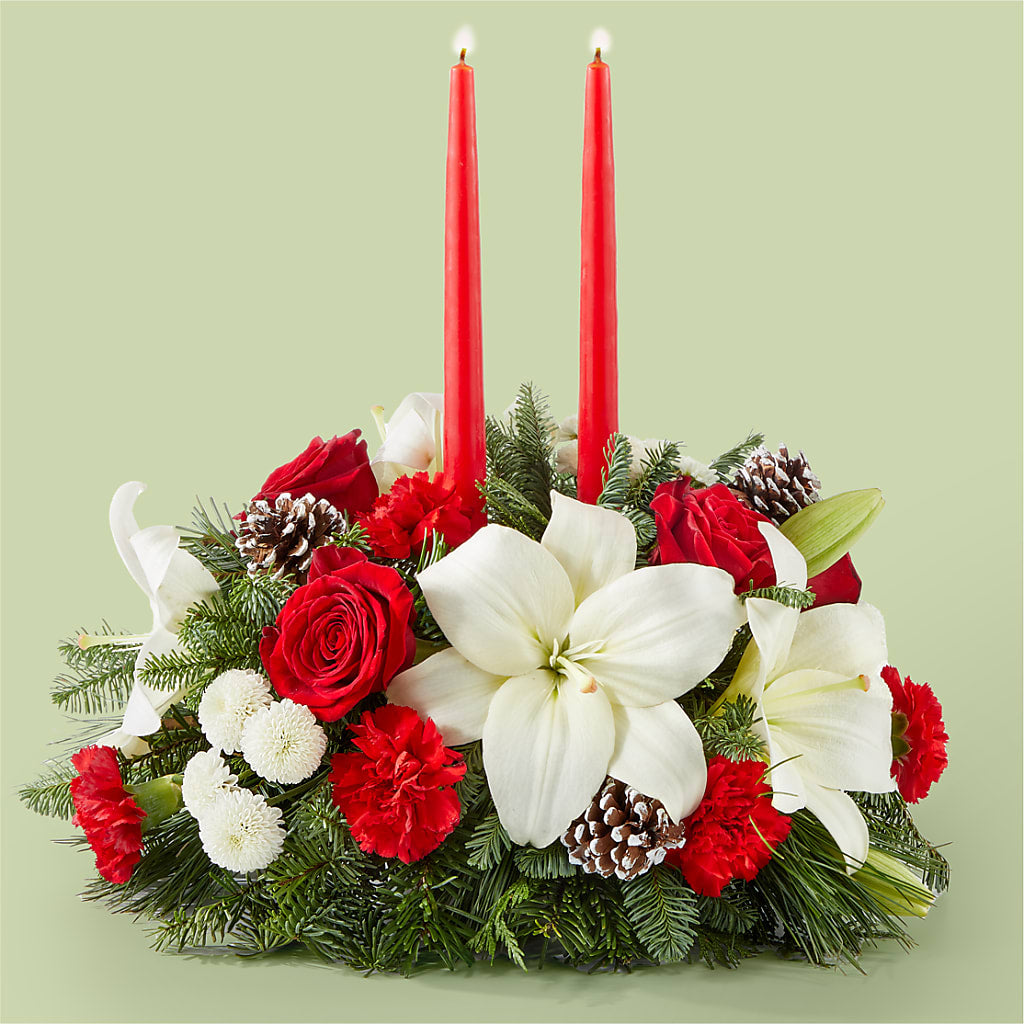 Seasonal Festivities Centerpiece – THE CARRIAGE HOUSE FLORAL & GIFTS, Marlette MI