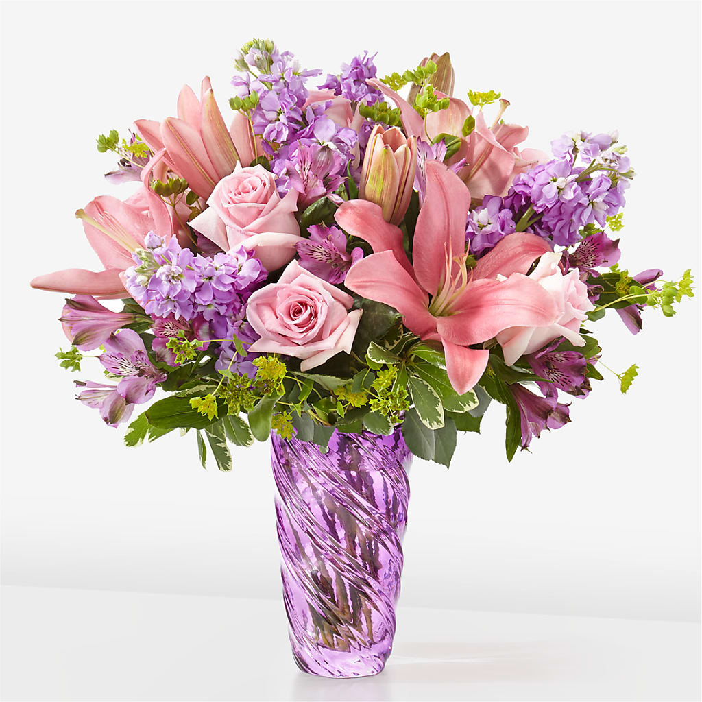 Precious Petals Bouquet with Luxe Swirl Vase – THE CARRIAGE HOUSE FLORAL & GIFTS, Marlette MI