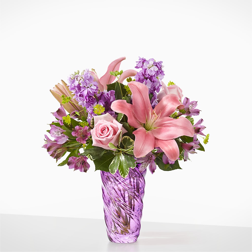 Precious Petals Bouquet with Luxe Swirl Vase – THE CARRIAGE HOUSE FLORAL & GIFTS, Marlette MI