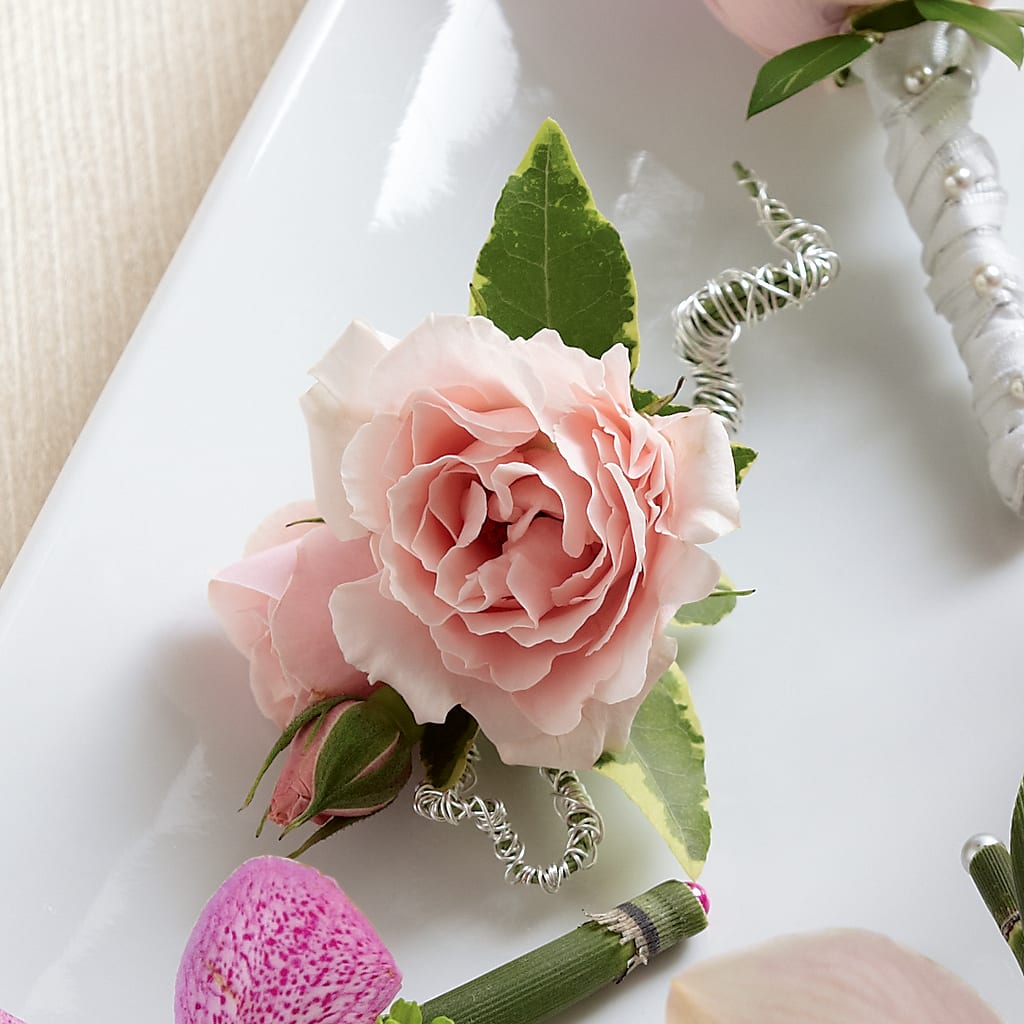 Pink Spray Rose Boutonniere – THE CARRIAGE HOUSE FLORAL & GIFTS, Marlette MI