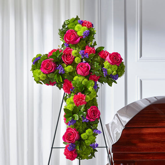 Tribute Rose Floral Cross – THE CARRIAGE HOUSE FLORAL & GIFTS, Marlette MI