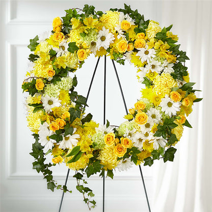 Golden Remembrance Wreath – THE CARRIAGE HOUSE FLORAL & GIFTS, Marlette MI