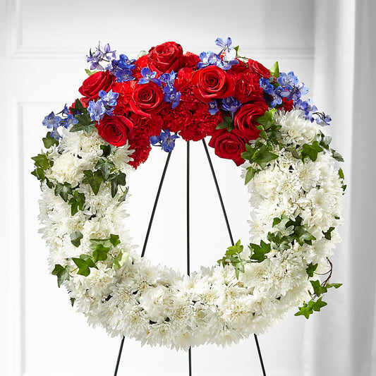 Patriotic Passion Wreath – THE CARRIAGE HOUSE FLORAL & GIFTS, Marlette MI
