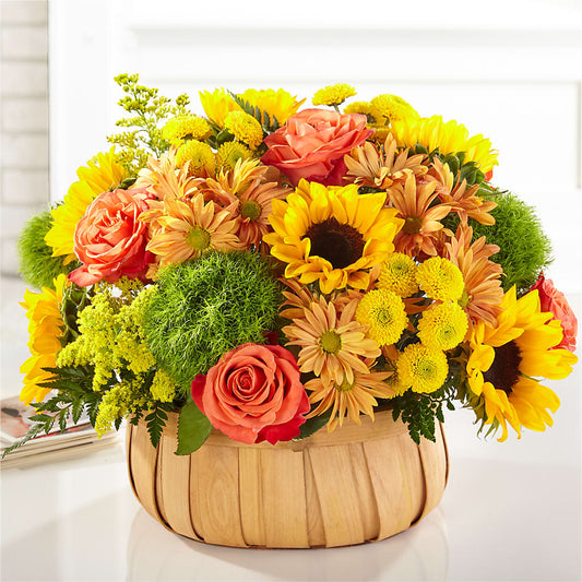 Harvest Sunflower Basket – THE CARRIAGE HOUSE FLORAL & GIFTS, Marlette MI