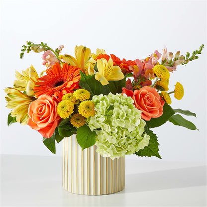 Autumn Sunshine Bouquet with Ivory Vase – THE CARRIAGE HOUSE FLORAL & GIFTS, Marlette MI