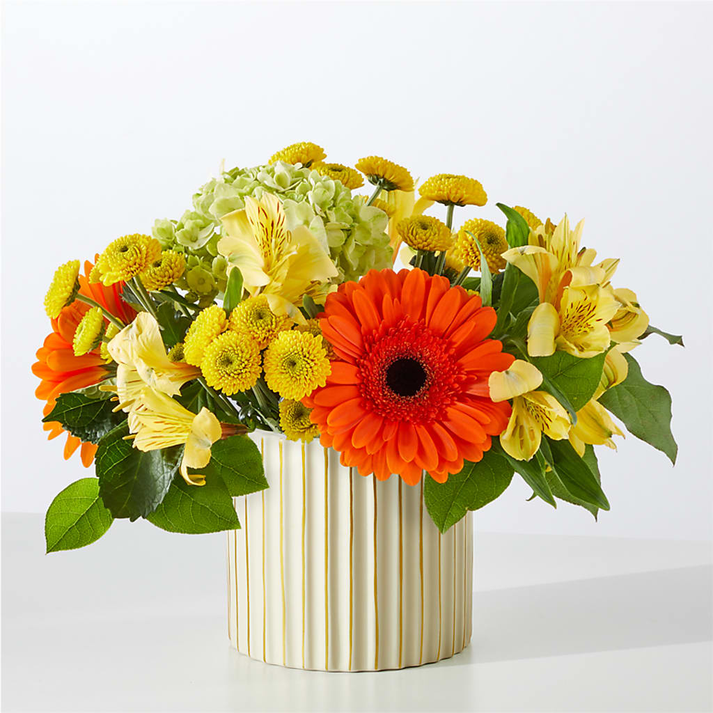 Autumn Sunshine Bouquet with Ivory Vase – THE CARRIAGE HOUSE FLORAL & GIFTS, Marlette MI