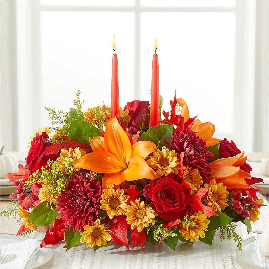 Autumn's Embrace Centerpiece – THE CARRIAGE HOUSE FLORAL & GIFTS, Marlette MI