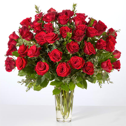 Forever Yours Fifty Stem Red Rose Bouquet – THE CARRIAGE HOUSE FLORAL & GIFTS, Marlette MI